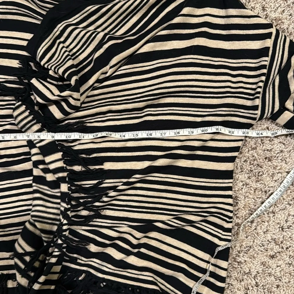 Calvin Klein black and cream open front cardigan with tassels and gold glitter - Picture 5 of 5